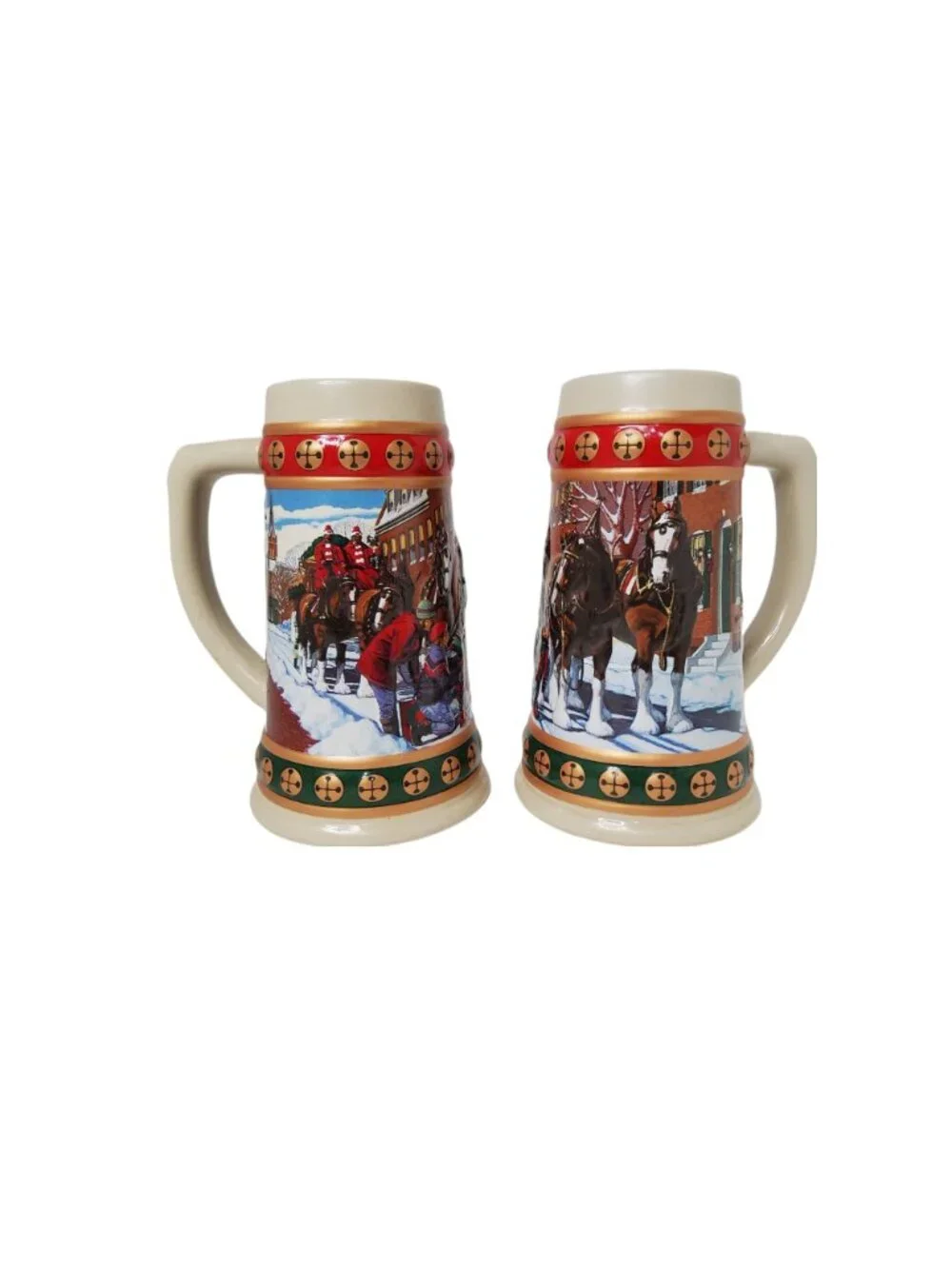 2-Vintage 1993 Budweiser Holiday Stein Collection "Hometown" Holiday Ceramic Bee - Picture 7 of 10